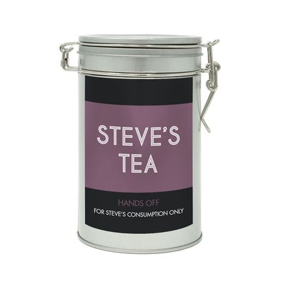 Sistir, Personalised Tea Gift in A Tin, Perfect for Tea Lovers, 9 Label Colours to Choose from, 50 Clipper Everyday Tea Bags In a Customisable Clip Lid Tin, 125g