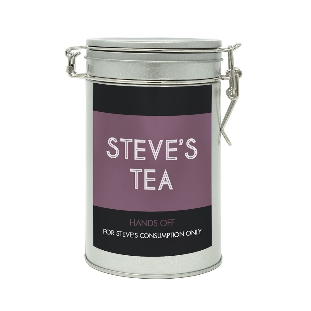 Sistir, Personalised Tea Gift in A Tin, Perfect for Tea Lovers, 9 Label Colours to Choose from, 50 Clipper Everyday Tea Bags In a Customisable Clip Lid Tin, 125g