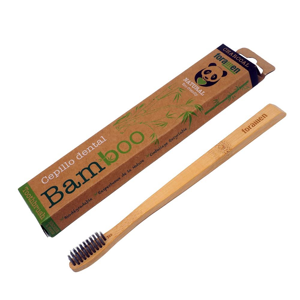 Foramen Bamboo Toothbrush  Biodegradable  Eco-Friendly  Natural  Hgiene Dental (Charcoal)