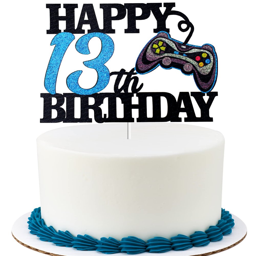 Happy 13th Birthday Video Game Cake Topper - Level 13 Unlocked Awesome 2008 Boy's Birthday Cake Topper - Video Game 13th Birthday Cake Decorations