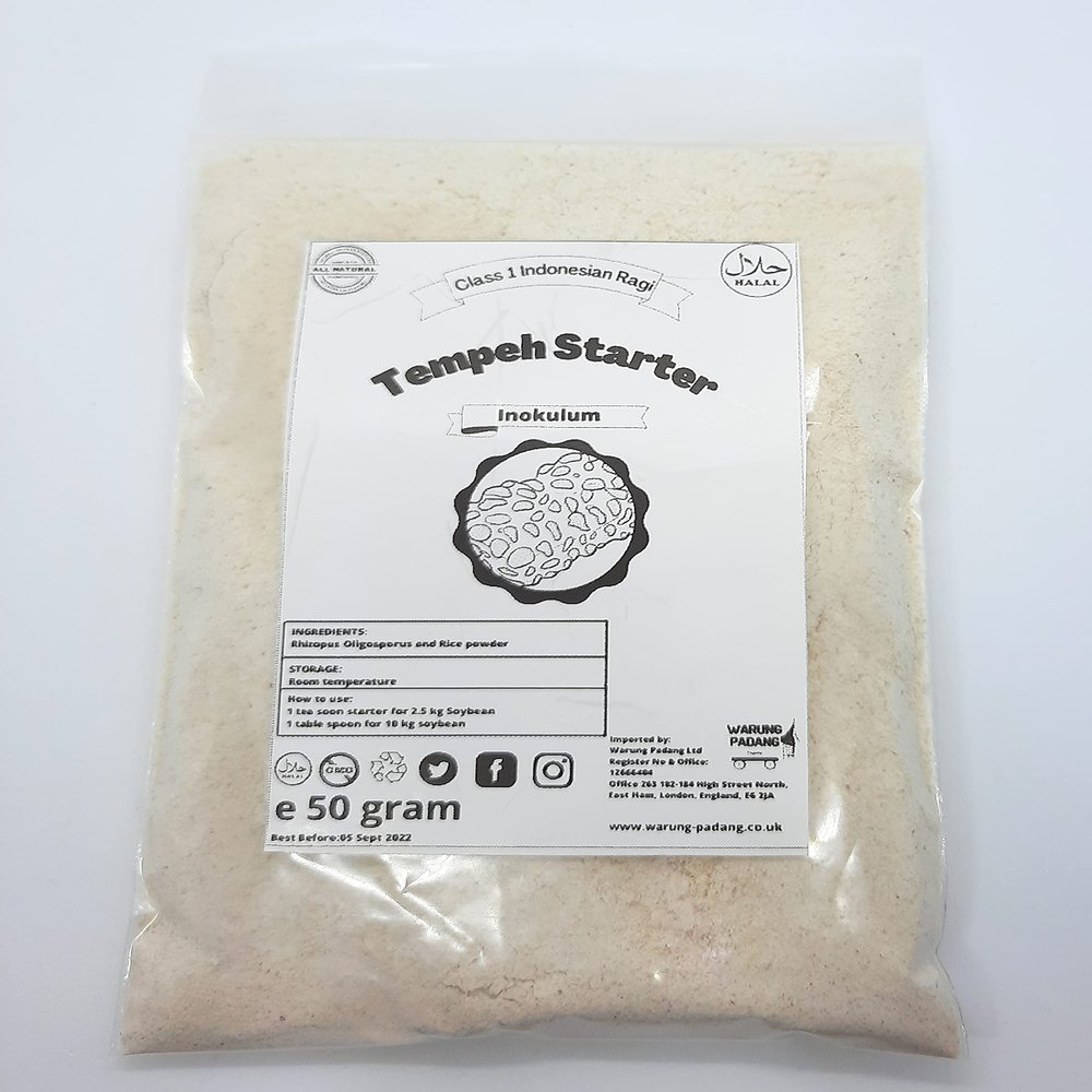 Tempeh Starter/Live Culture/Ragi Tempe/Rhizopus Oligosporus 50 gram-Non GMO