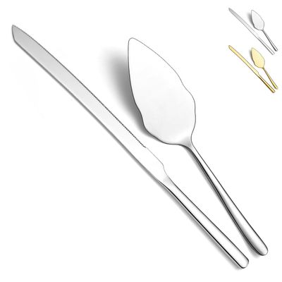 Homquen Wedding Cake Knife and Server Set, Stainless Steel Cake Cutting Set for Wedding, Include Cake Cutter and Cake Server for Wedding, Parties, Activities, Family, Dishwasher Safe (Shiny Silver)