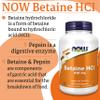 Now Foods, Betaine HCl, 648 mg, 120 Vegan Capsules, Lab-Tested, Gluten Free, SOYA Free, Vegetarian view 4