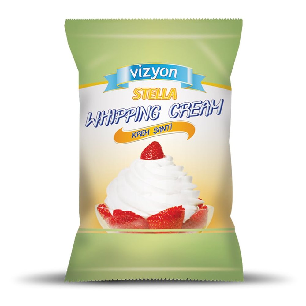 Vizyon Stella Whipping Cream Powder 1 kg Gluten-Free, Freeze-Thaw Stable, Triple Volume Yield, Vegetable Based Cream for Cake Decorating, Filling & Desserts