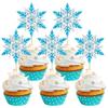 Gyufise 24 Pack Snowflake Cupcake Toppers Double Layers Silver and Blue Winter Frozen Theme Cupcake Picks Baby Shower Kids Birthday Party Christmas Cake Decorations Supplies view 1