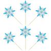 Gyufise 24 Pack Snowflake Cupcake Toppers Double Layers Silver and Blue Winter Frozen Theme Cupcake Picks Baby Shower Kids Birthday Party Christmas Cake Decorations Supplies view 3