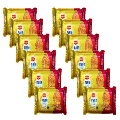 Britannia Marie Gold 154g (Pack of 12) Perfect Tea Time Cookies -Perfect To Eat Anytime - Best Enjoyment With Friends - Tea Time Biscuit - Cracker Cookies Snacks for Kids