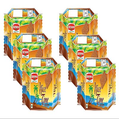 Britannia Nice Time 80g (Pack of 6) Sprinkled with Sugar crystals Coconut flavoured Biscuits - Tea Time Biscuit - Best For Enjoyed With Friends - Cracker Cookies Snacks for Kids