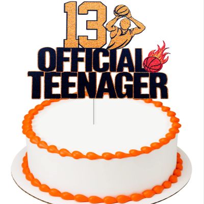 13 Official Teenager Birthday Cake Topper - Happy 13th Birthday Sports Basketball Cake Topper - Game Day Boy's 13th Birthday Party Cake Decorations