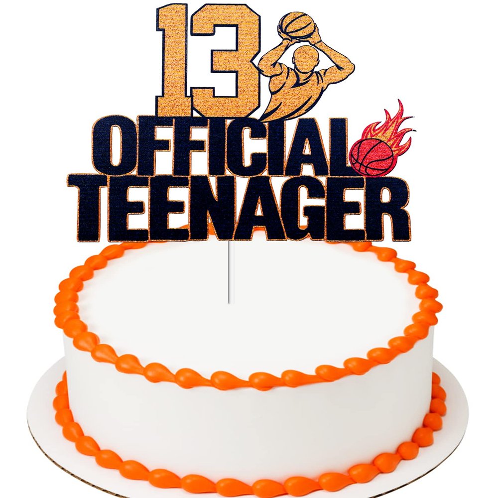 13 Official Teenager Birthday Cake Topper - Happy 13th Birthday Sports Basketball Cake Topper - Game Day Boy's 13th Birthday Party Cake Decorations