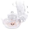 Oak & Steel - Premium Elegant Glass Gin Teapot with Removable Loose Leaf Infuser 800ml - 4 Tea Cups Gift Party Set view 1