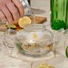 Oak & Steel - Premium Elegant Glass Gin Teapot with Removable Loose Leaf Infuser 800ml - 4 Tea Cups Gift Party Set view 4