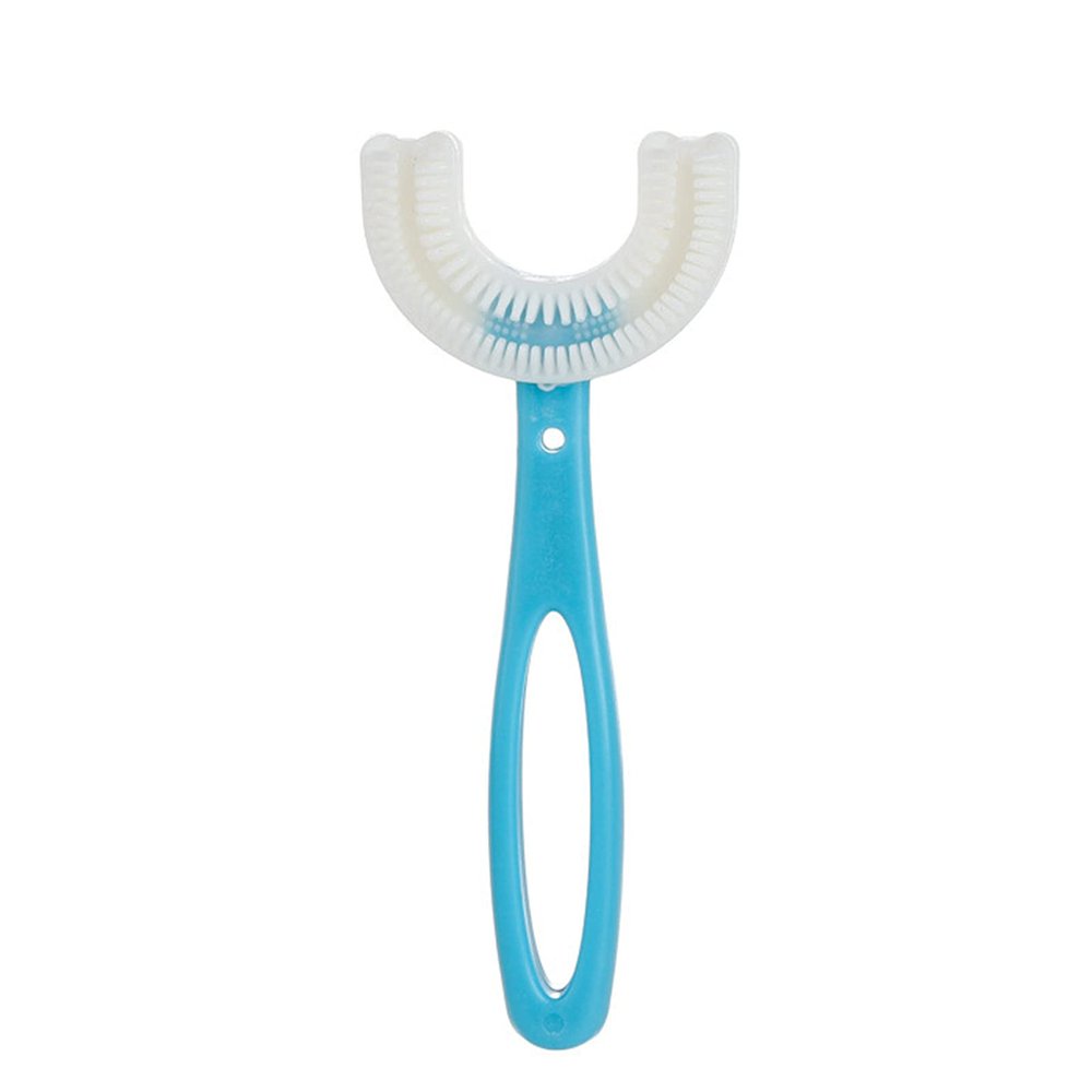 HshDUti Kids Toothbrushes, U Shaped Whole Mouth Silicone Childrens Toothbrush Silicone Bristles Massage Gums Toothbrush All-Round Cleaning for Baby Toddlers Blue A