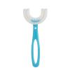 HshDUti Kids Toothbrushes, U Shaped Whole Mouth Silicone Childrens Toothbrush Silicone Bristles Massage Gums Toothbrush All-Round Cleaning for Baby Toddlers Blue A view 1