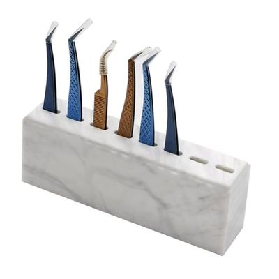 8 Slots Tweezers Stand Holder, Plastic Marble White Tweezers Stander Eyelash Extension Tweezer Tools Eyelash Tweezer Storage Holders (Not Include Tweezers)