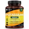 Potassium Supplements 1500mg High Strength - 180 Vegan Potassium Mineral Electrolytes Supplement - Contributes to Normal Muscle Function, Nervous System - Non-GMO, Made in UK by New Leaf view 1