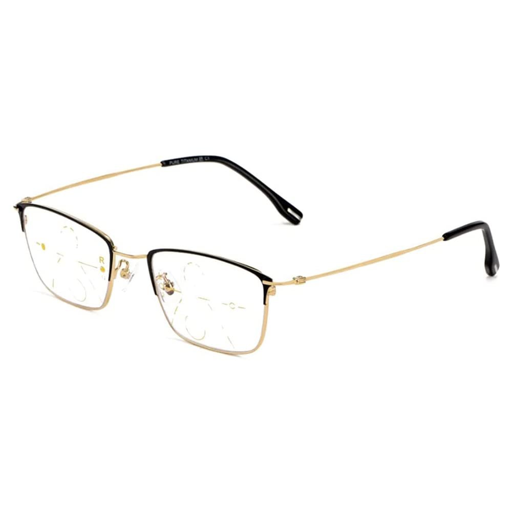 CAOXN Smart Multi-Focus Business Reading Glasses, Anti-Blue Light Reader Unisex Lightweight Magnifying Anti-Glare Anti-Eye Fatigue Glasses,Gold,3.0 x