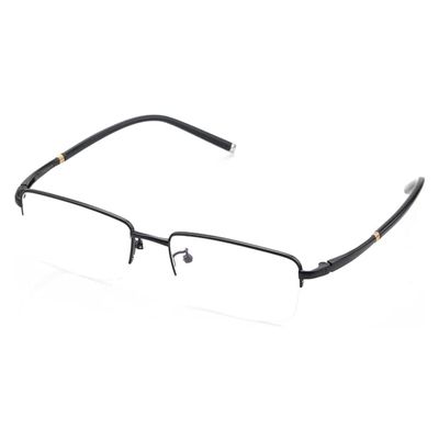 CAOXN Anti-Blue Light Reading Glasses Men's Pure Titanium Half-Frame Hyperopia Optical Glasses Magnification Reader with Diopter +1.00 To +3.00,Black,+1.00
