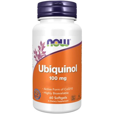 Now Foods, Ubiquinol, Active Form of CoQ10, 100mg, 60 Softgels, Gluten Free, Soy Free, Non-GMO