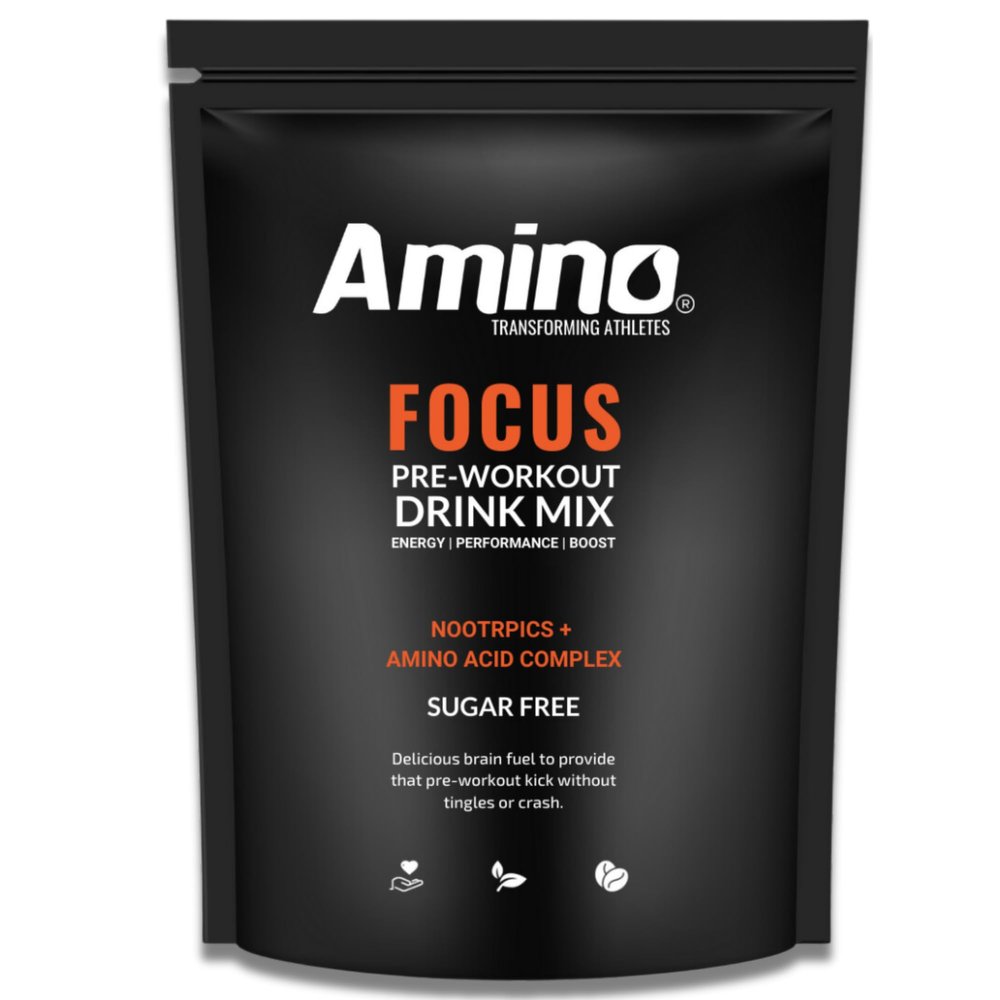 Amino Focus - Pre Workout Powder - 8000mg with Caffeine, Creatine, Citrulline & Tyrosine - Amino Acid Nootropic - Preworkout Drink Men & Women - Sugar Free Vegan Friendly (44 Servings, Apple)