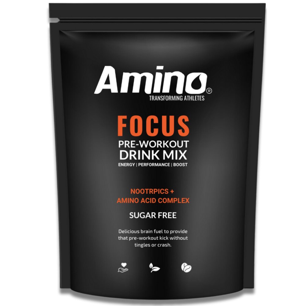 Amino Focus - Pre Workout Powder - 8000mg with Caffeine, Creatine, Citrulline & Tyrosine - Amino Acid Nootropic - Preworkout Drink Men & Women - Sugar Free Vegan Friendly (44 Servings, Red Berry)
