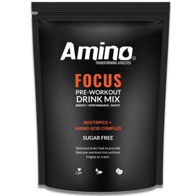 Amino Focus - Pre Workout Powder - 8000mg with Caffeine, Creatine, Citrulline & Tyrosine - Amino Acid Nootropic - Preworkout Drink Men & Women - Sugar Free Vegan Friendly (66 Servings, Red Berry)