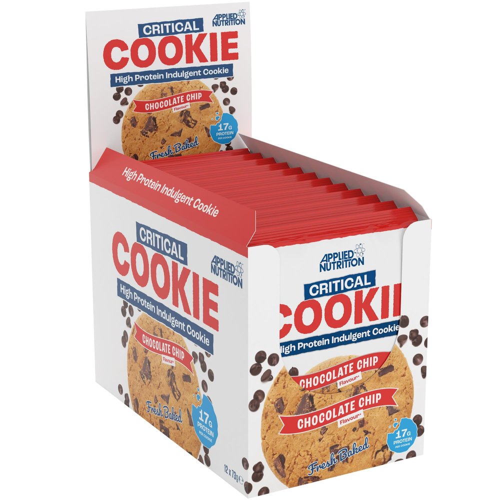 Applied Nutrition Critical Cookie  High Protein Cookies 17 g Protein Each, Individually Wrapped, Fresh-Baked Protein Snack, On-the-Go (12 x 73 g) (Chocolate Chip)