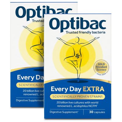 Optibac Probiotics - for Every Day Extra Strength | Daily 20 Billion Live Bacteria Supplement | Lactobacillus Acidophilus NCFM Multi Strain Formula - 60 Vegan Capsules