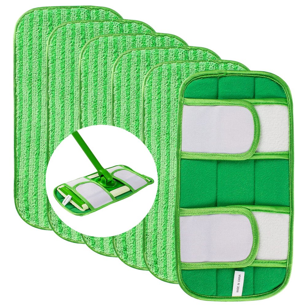 Antoble Reusable Pads Compatible with Flash Speedmop - Washable Microfiber Mop Pad Refills by Turbo - 12 Inch Floor Cleaning Mop Head Pads Work Wet and Dry - 6 Pack