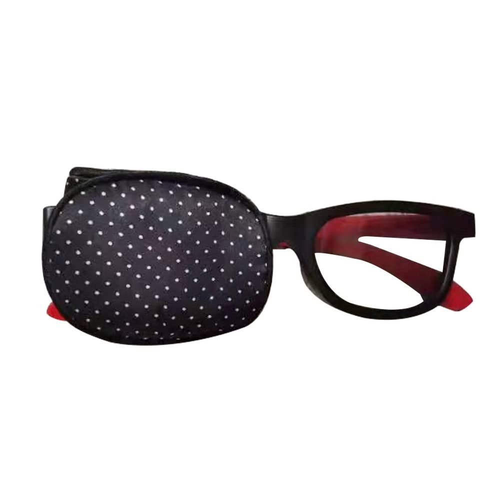 Kid/Adult Visual Acuity Recovery Silk Eye Mask Training Amblyopia Strabismus Corrected Lazy Eye Patches for Glasses(Black Dots)