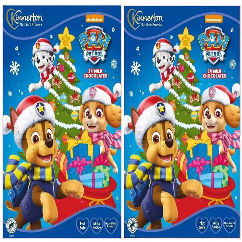 2021 Paw Patrol Milk Chocolate Advent Calendar - 24 Pieces Assorted Nut Free Treats Countdown to Christmas with Free Christmas Card (Pack of 2)