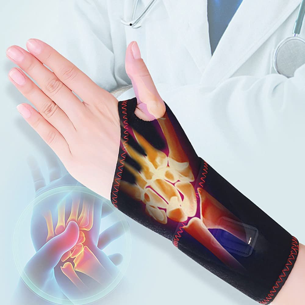 Wrist Heated Brace Wrap - Riloer 3 Adjustable Levels Pain Relieve Wrist Heated Brace Wrap with USB DC Charging with Massage Function