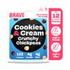 BRAVE Roasted Chickpeas: Cookies & Cream - Healthy Snack, Low Calorie (12 x 30g Packs) view 1