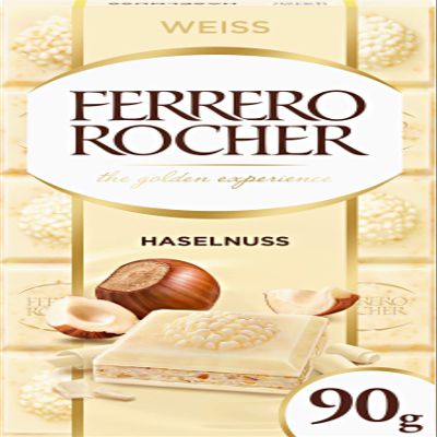 3 x Ferrero Rocher Hazelnut White Chocolate Bars with Hazelnuts 90 g Filled White Chocolate with Hazelnut Cream and Hazelnut Pieces