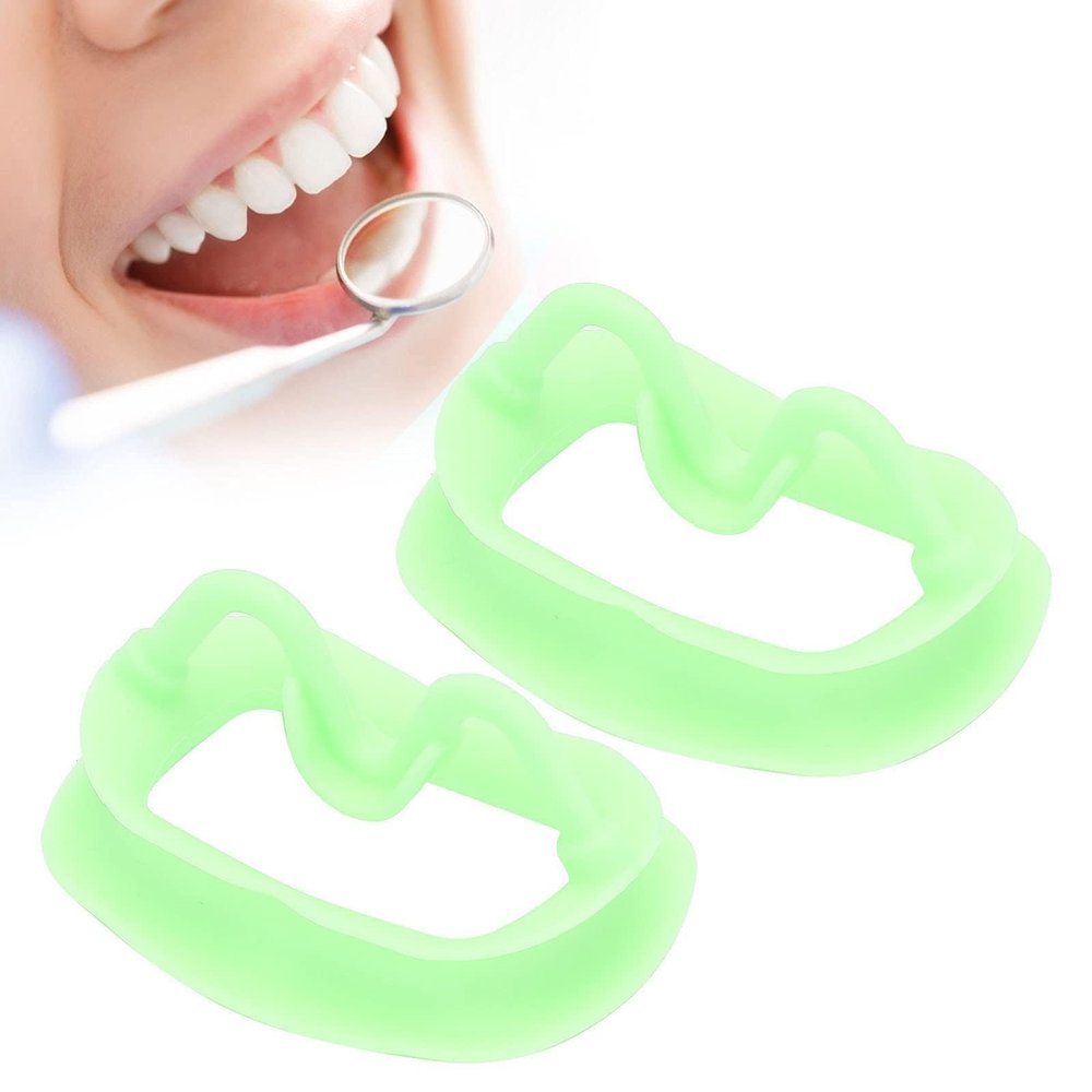 2pcs Cheek Retractor, Food Grade Silicone Mouth Lip Opener Reusable Dental Mouth Opener for Oral Inspection and Teeth Whitening - Light Green