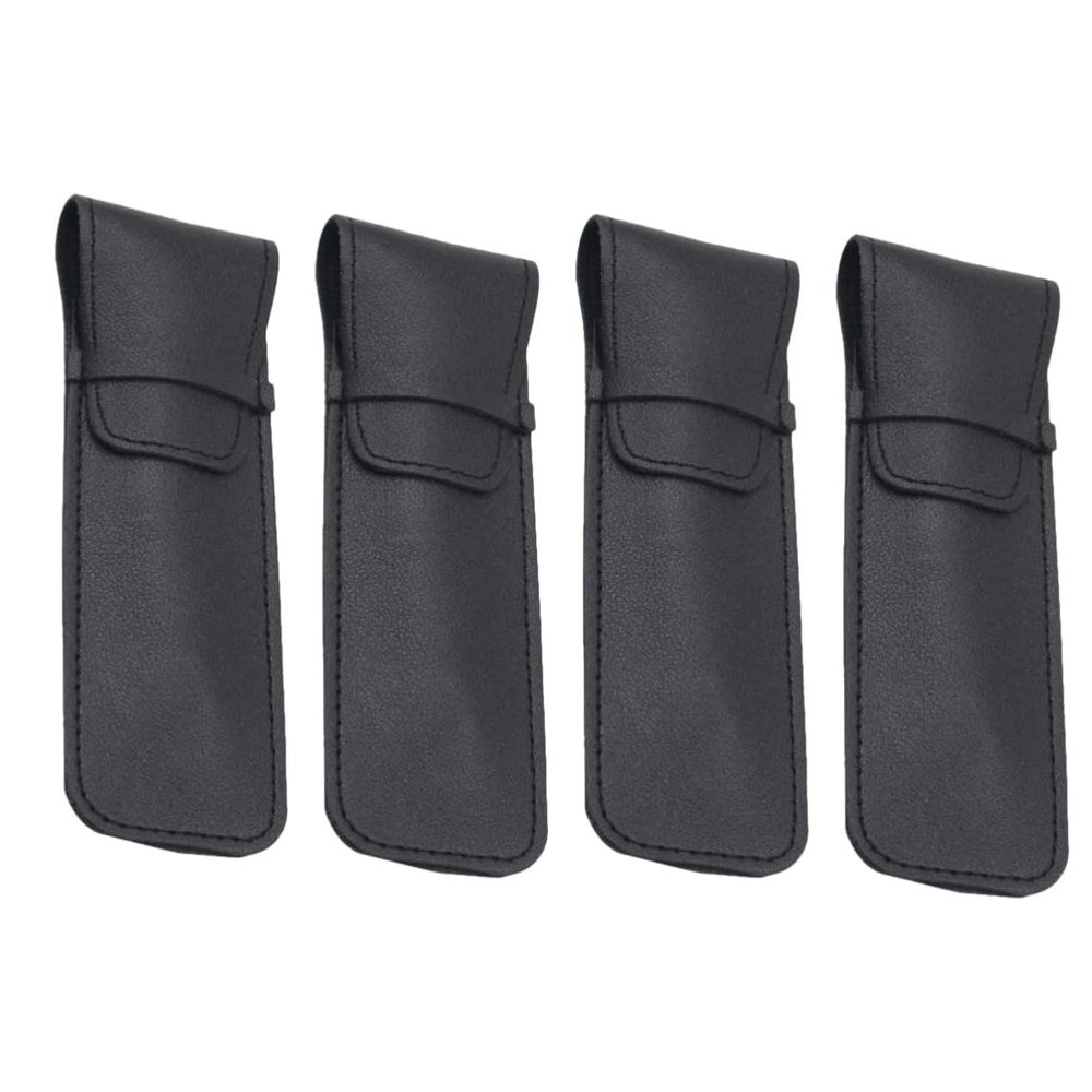4pcs Mens Manual Shaver Case Leather Case Leather Travel Pouch Case Portable Safety Case Travel Shaving Pouch Shaver Storage Case for Men Black