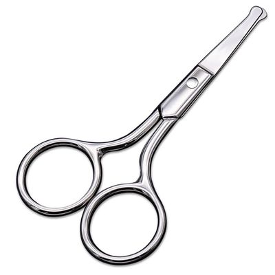 AsonTao Small Round Tip Nose Hair Scissors, Professional Grooming Scissors for Eyebrow, Nose, Ear Trimming, Silver, Stainless Steel