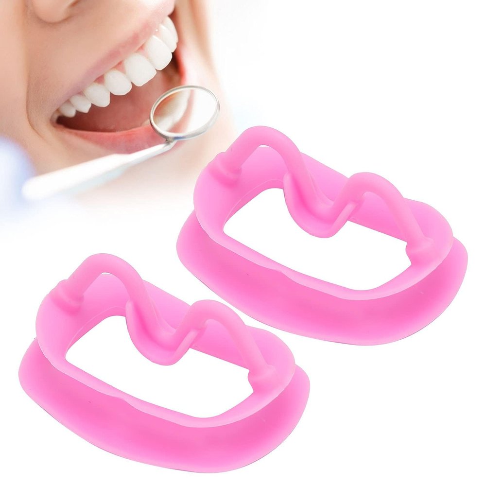 2pcs Mouth Opener, Silicone Dental Cheek Retractor Reusable Oral Cheek Flexible Retracto Dental Mouth Lip Opener for Teeth Whitening, Dental Lip Cheek Retractor Mouthguard - Pink