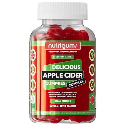 Apple Cider Vinegar Complex with Mother 1000mg Gummy | Vitamins C, B6, B12, Folic Acid and Chromium | Apple Flavour | 60 Vegan Gummies | Digestive Health, Energy and Metabolism Support by NUTRIGUMS