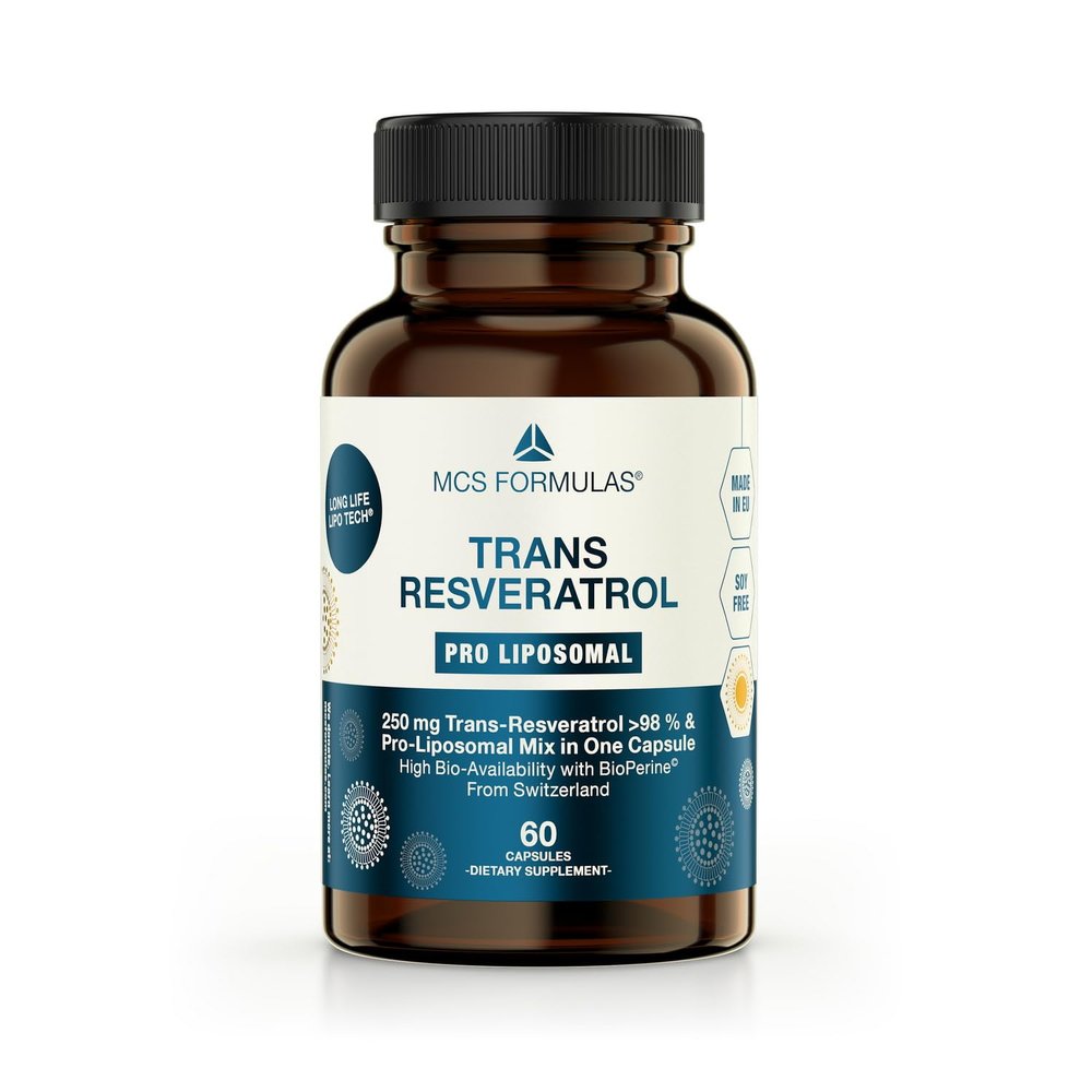 Trans Resveratrol Pro Liposomal with BioPerine, 250 mg at 98% Purity, 60 Vegan caps. from Switzerland