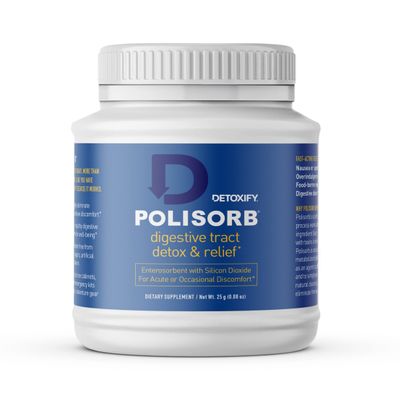 Detoxify Polisorb Digestive Tract Cleanse  Silicon Dioxide Detox Drink for Gut Health, Stomach Comfort & Cleansing, Mixes with Water, Juice, Tea - Family-Friendly, 2 Tbsp Serving for Adults