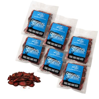 6 x 58g Bags Original Slices Beef Biltong THE BILTONG SHOP High Protein Savoury Low Carb Snack