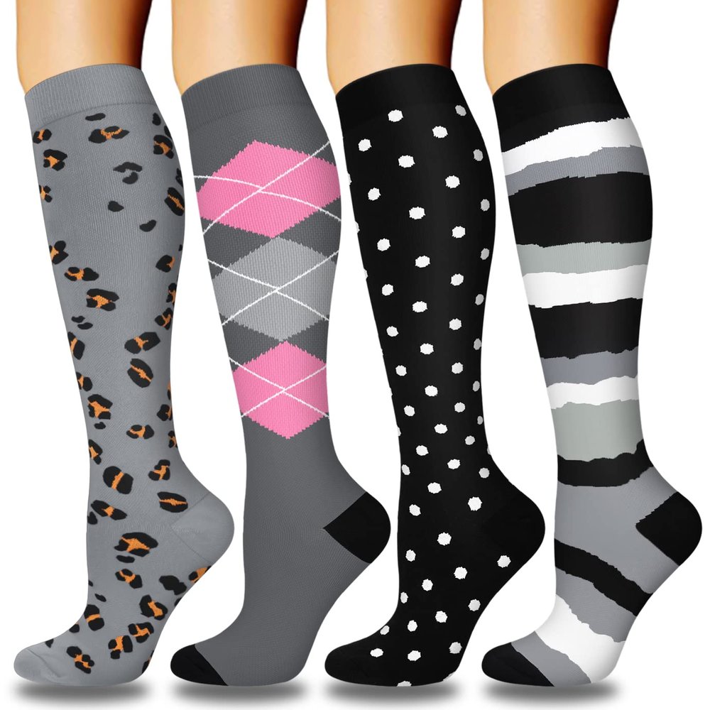 Compression Socks for Women & Men Circulation (4 Pairs)- Best Support for Nurses, Running, Hiking, Medical, Pregnancy