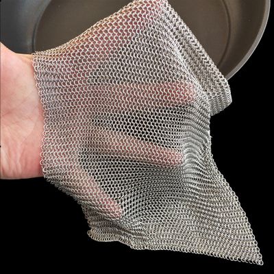 Cast Iron Cleaner, cast Iron scruber, Upgrade Thin Ring, 316L Stainless Steel Scrubber Patented L 8''x 8''(20x20cm), Stainless Steel mesh,Steel Wool Scrubber,Skillet/Ring/Oven Cleaner (8''x8'')