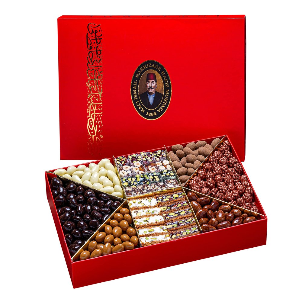 Hafiz Mustafa 1864 Istanbul, Turkish Delight, Dessert Snacks, Pistachio, Hazelnut, Walnut, Fig, Orange, Pomegranate, Kiwi, Honey, Milk, Coffee, Cinnamon, Coffee, Mixed Chocolate Dragee