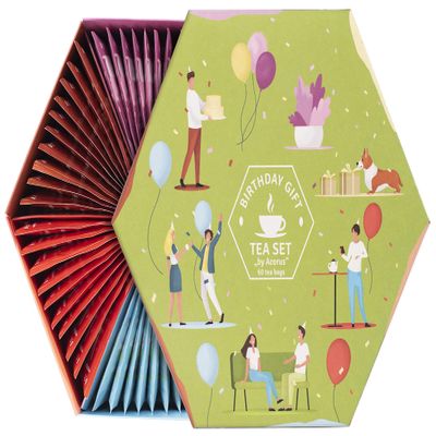 ACORUS | Birthday Gift Tea Set | Natural Fruit and Herbal Tea Gift Set of Six Flavours in the Beautiful Tea Box | Thoughtful Present for Birthday | Large Selection Box | 60 Herbal and Fruit Tea Bags