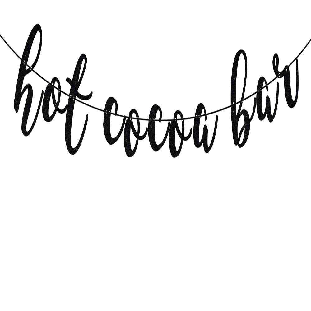 Hot Cocoa Bar Banner, Hot Cocoa Bar Decorations, Its Cold Outside Bar Sign, Wintertime Holidays Christmas Party Decor, Hot Chocolate Bar Decorations Black Glitter