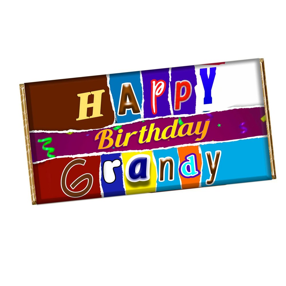 Happy Birthday Grandy Chocolate Bar Wrapper Novelty Gift For Grandpa Popo Bampi CH-519 (with chocolate)