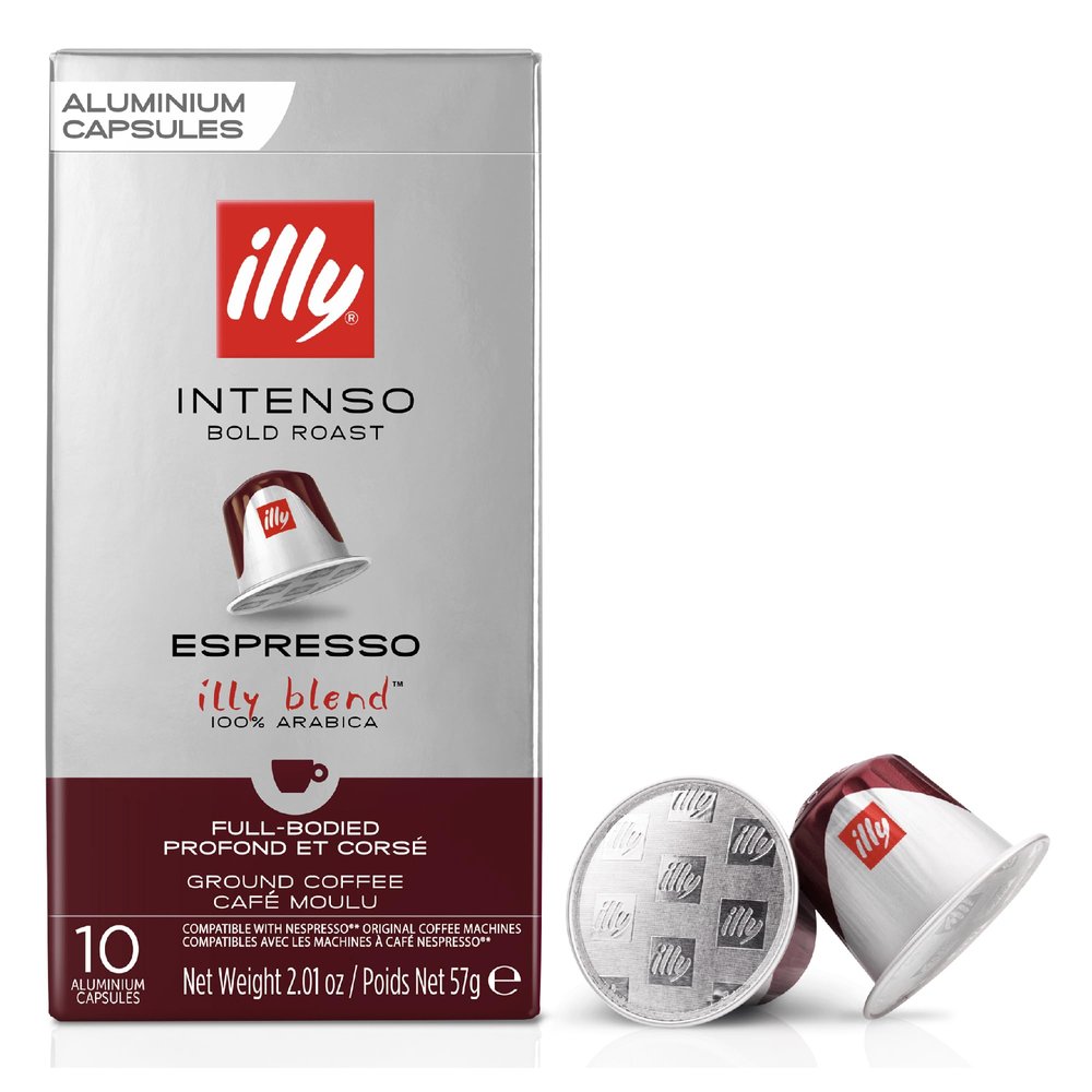 illy Coffee - Intenso Espresso Coffee Pods - Dark Roast - 100% Arabica Coffee Beans - Nespresso Compatible illy Coffee Capsules - Pack of 10