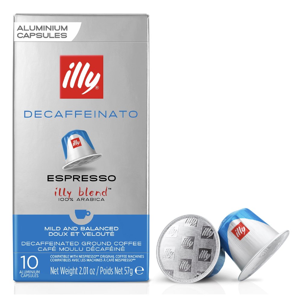 illy Coffee - Decaf Espresso Coffee Pods - Medium Roast - 100% Decaffeinated Arabica Coffee Beans - Nespresso Compatible illy Coffee Capsules - Pack of 10